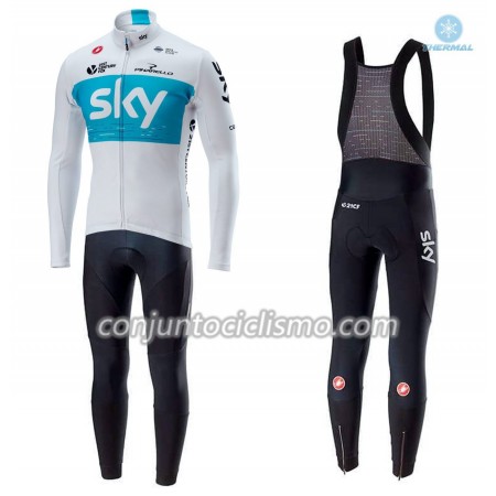 Conjunto Maillot + Culotte largo con tirantes Invierno Termico 2018 Team Sky N001